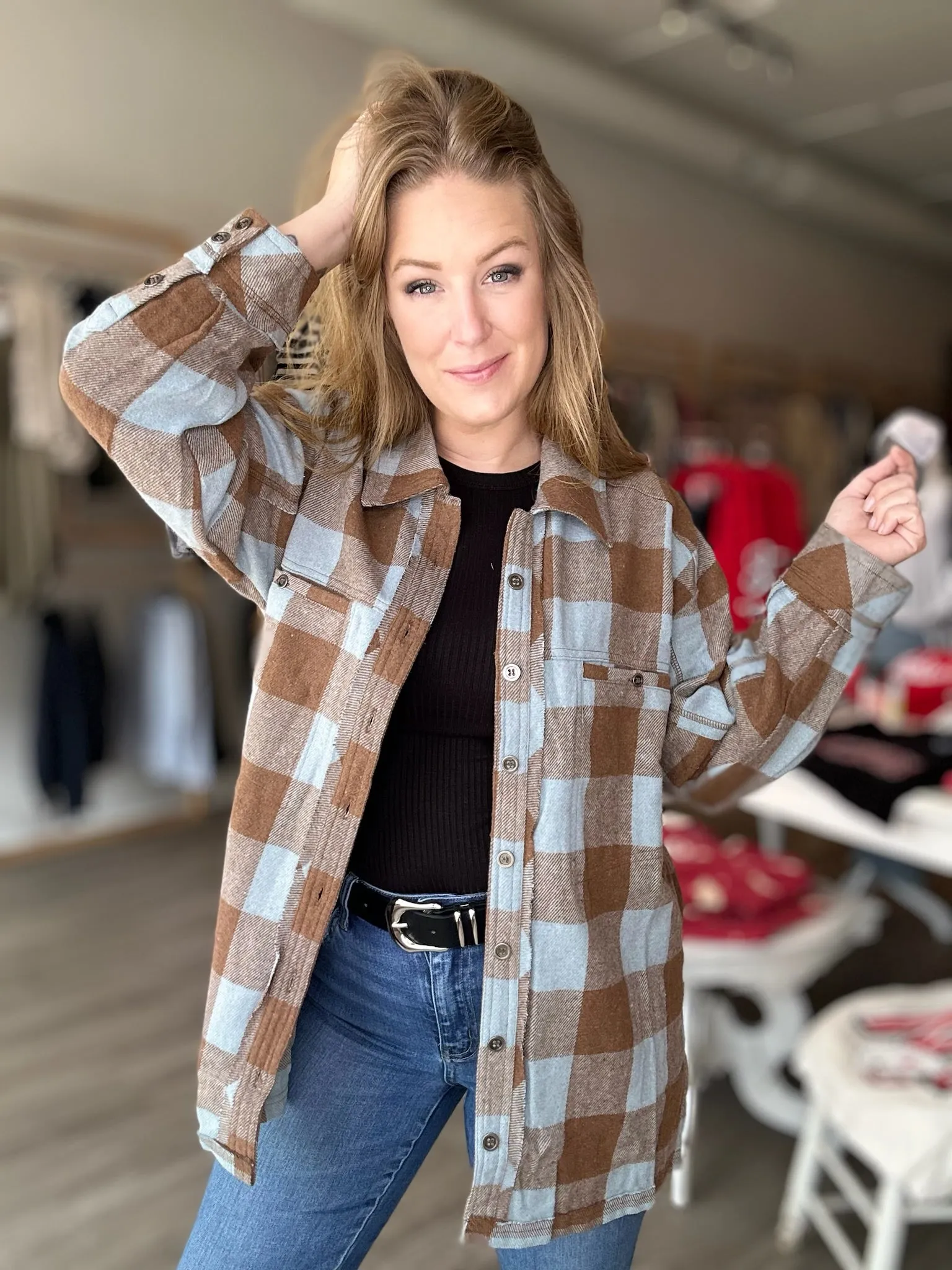 Iced Coffee Plaid Shacket