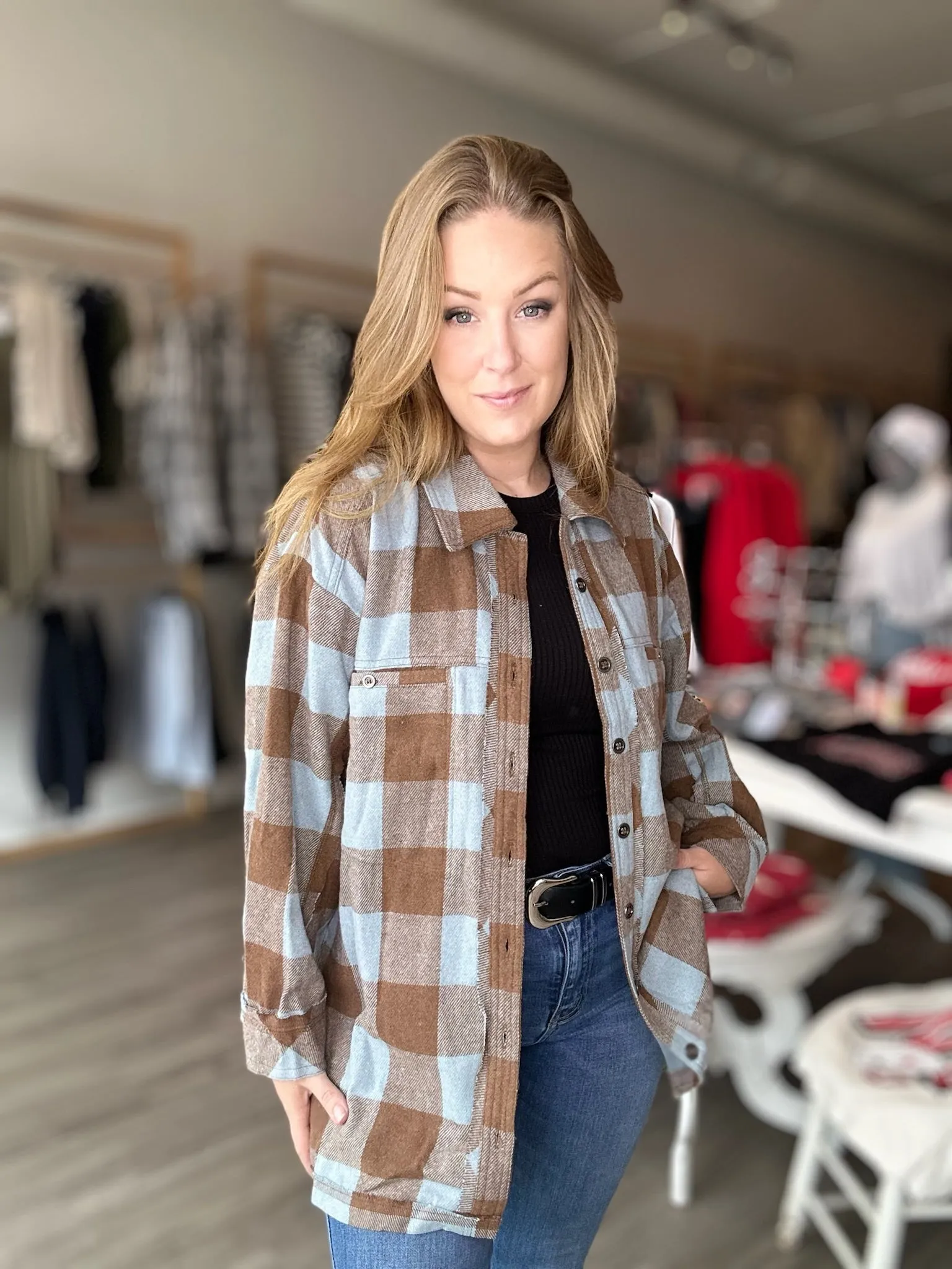 Iced Coffee Plaid Shacket