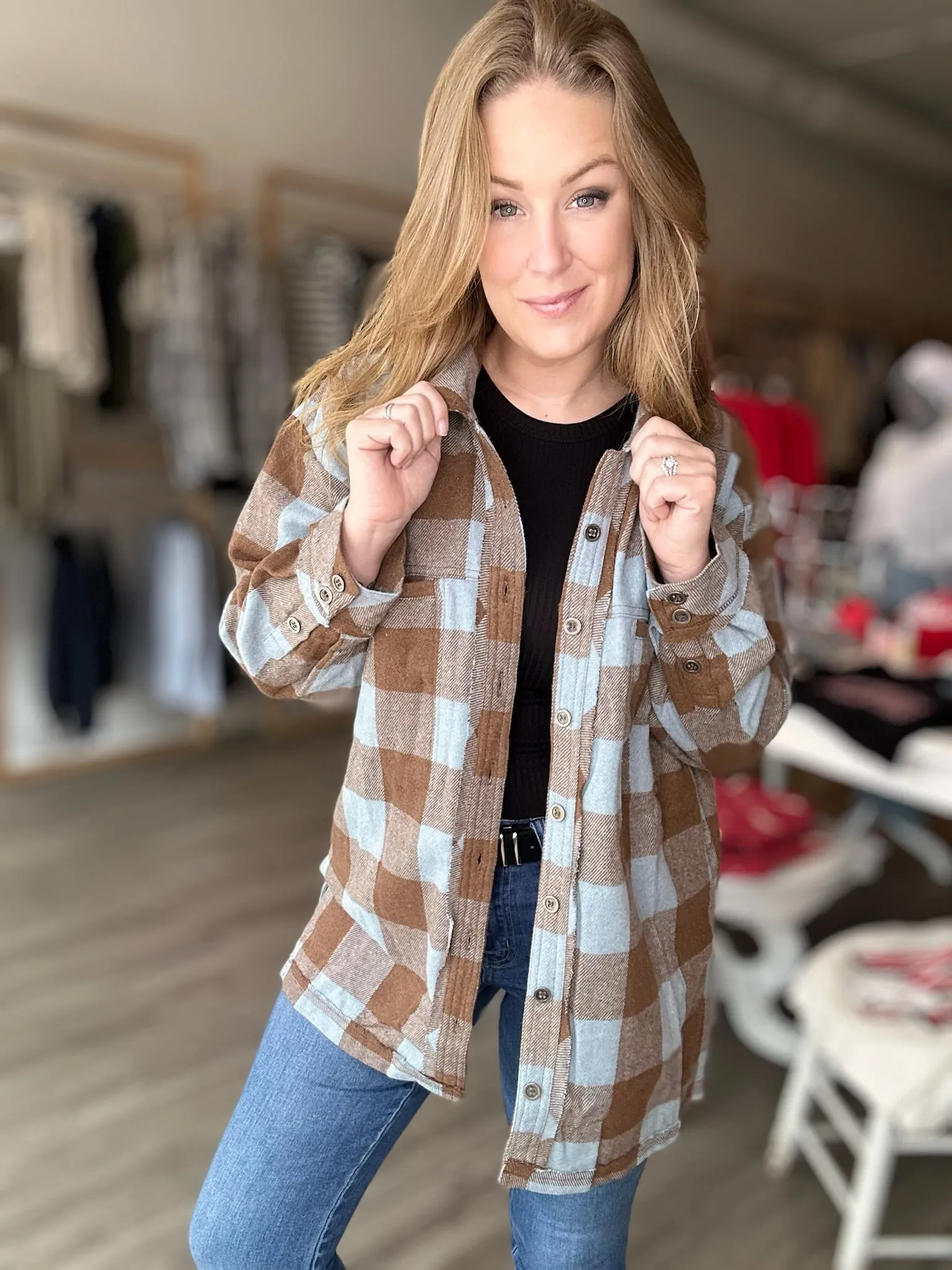 Iced Coffee Plaid Shacket