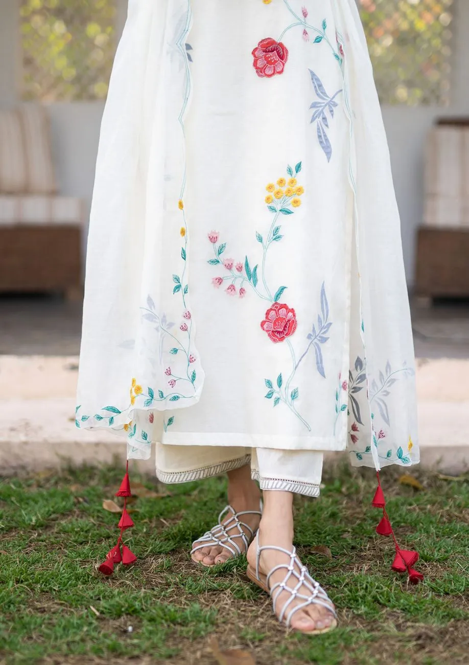 Ivory Applique Kurta Set