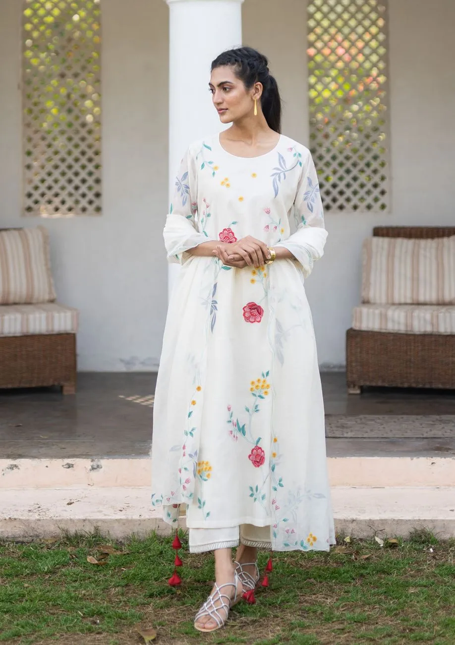 Ivory Applique Kurta Set