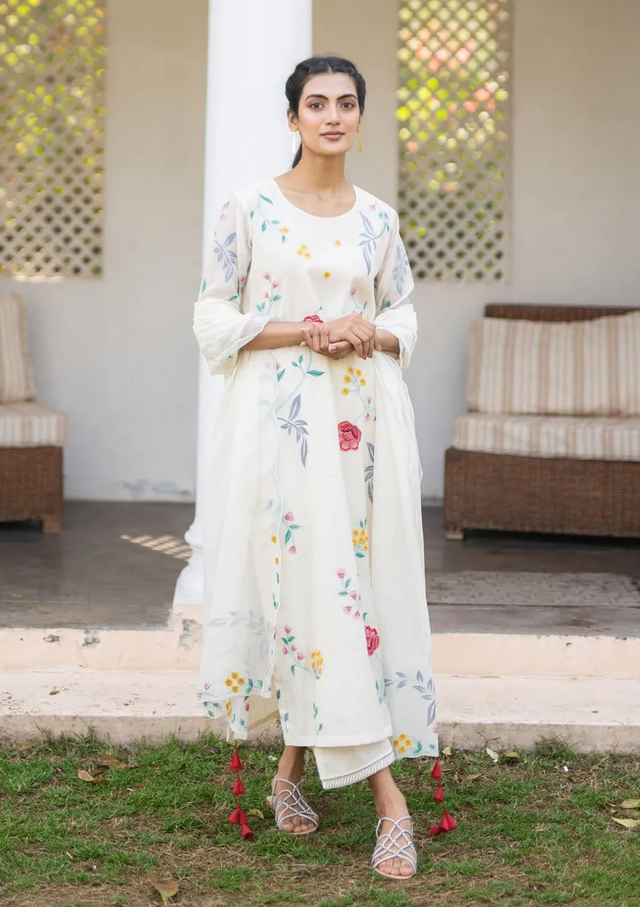 Ivory Applique Kurta Set