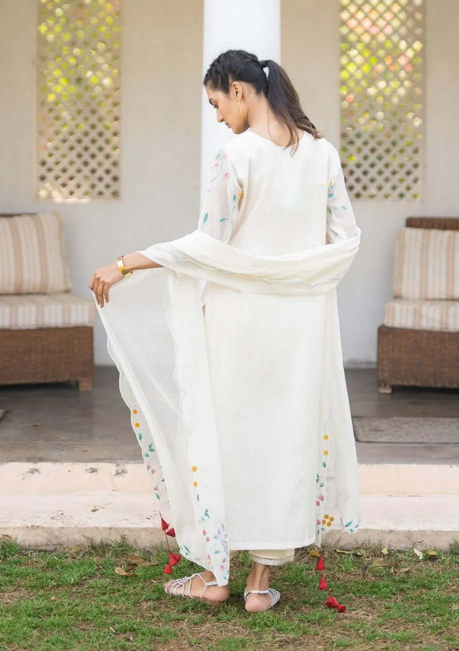 Ivory Applique Kurta Set