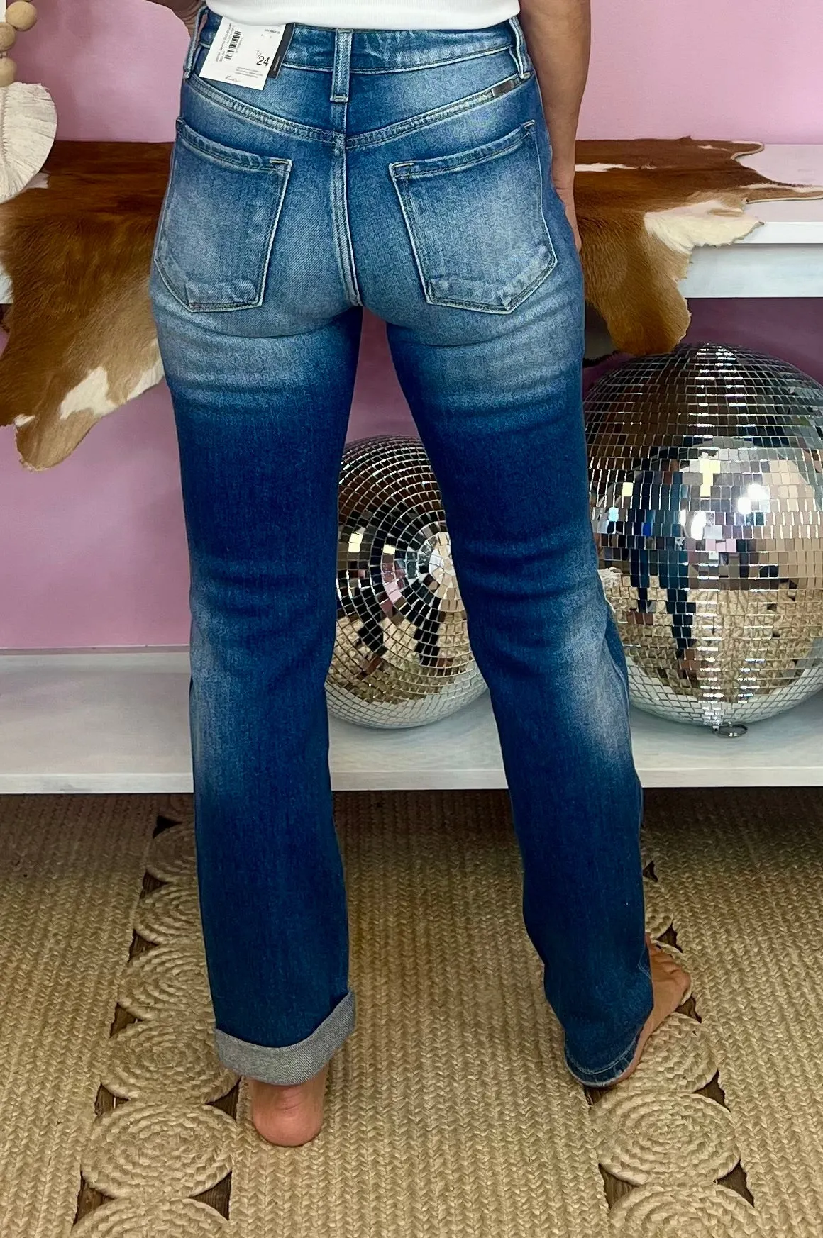 Kancan Time Alone Cuffed Slim Straight Jeans