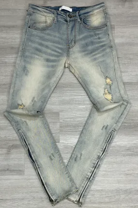 KDNK - ankle zippered skinny flare jeans