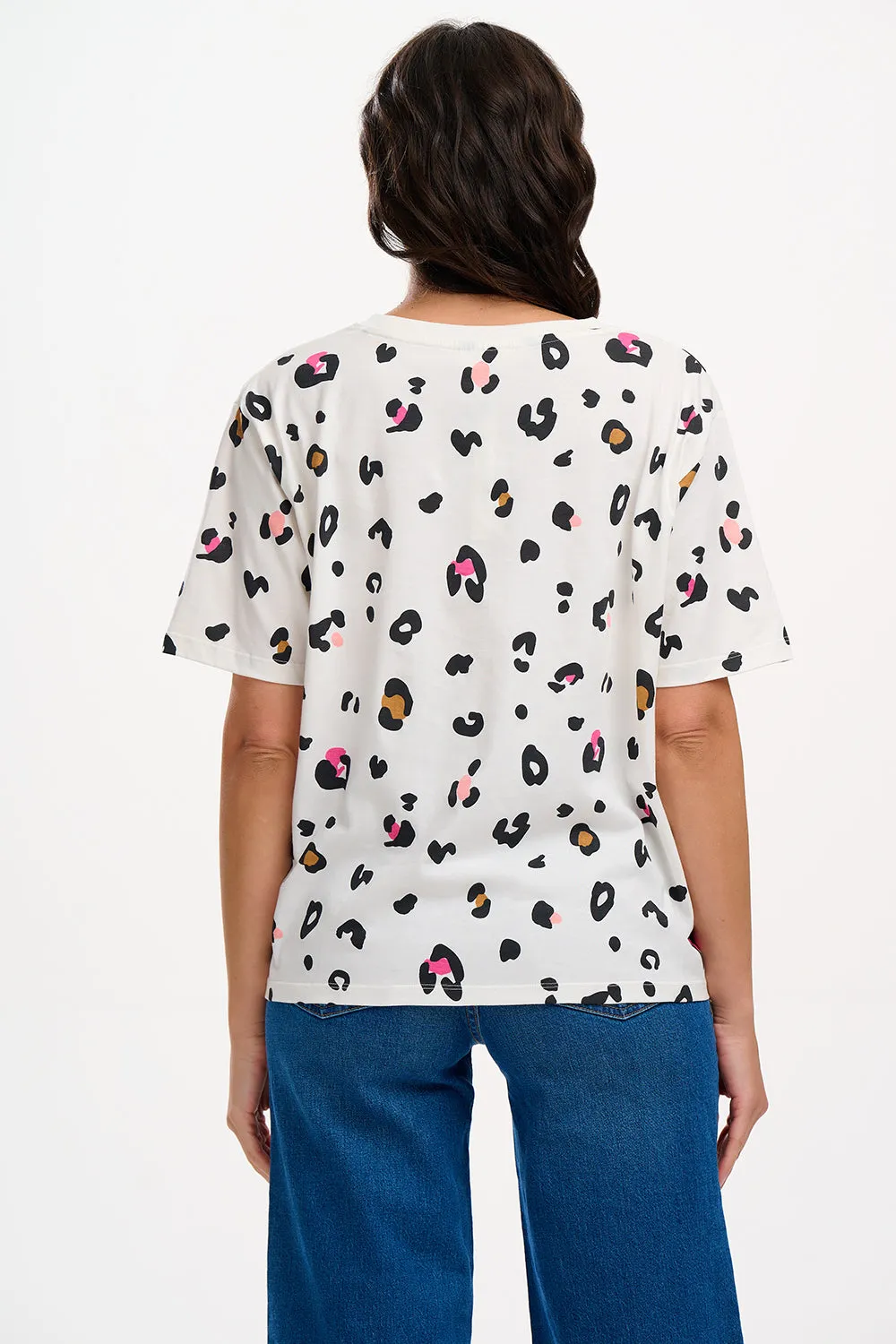 Kinsley Relaxed T-shirt - Off White, Colour Pop Leopard