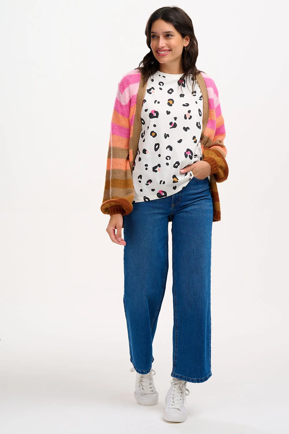 Kinsley Relaxed T-shirt - Off White, Colour Pop Leopard