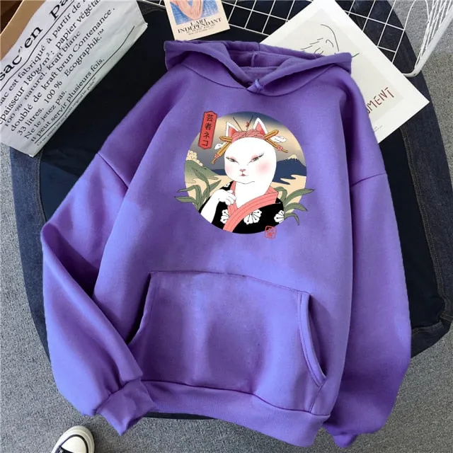 Landscape Cat Face Pattern Hoodie