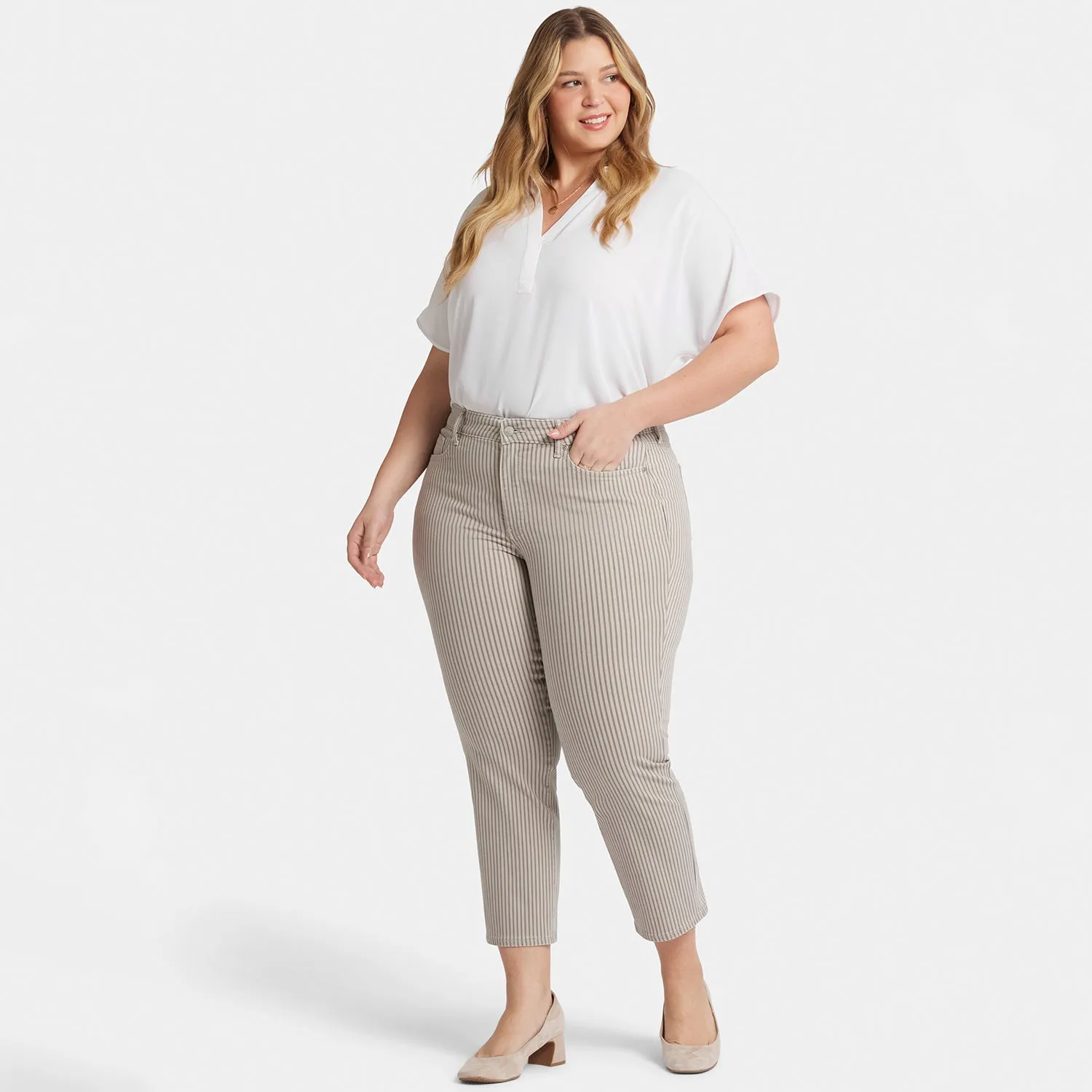 Marilyn Straight Ankle Jeans In Plus Size - Sandbar Stripe