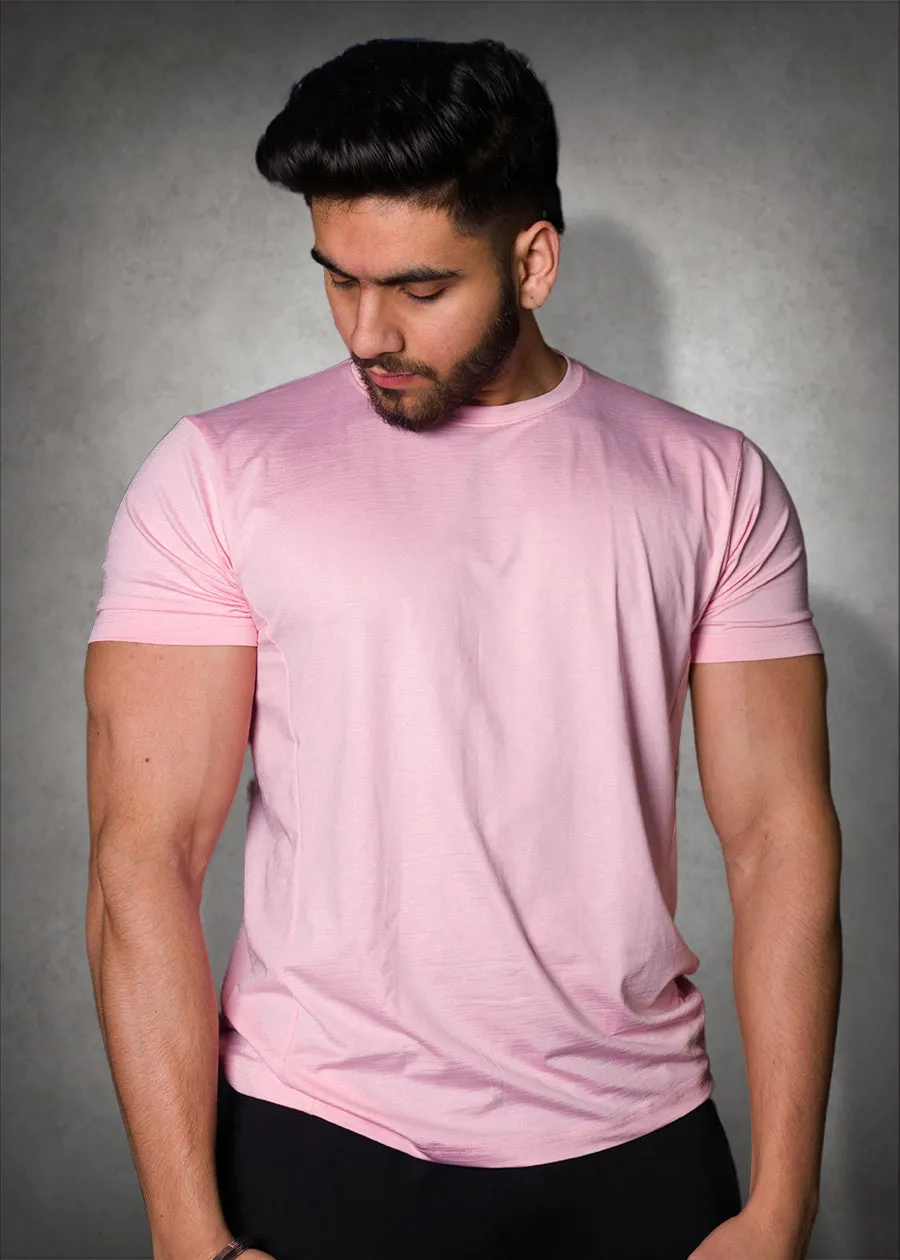 Mens Sweat in Style Round Neck Half sleeve T-shirt - Mystic Pink