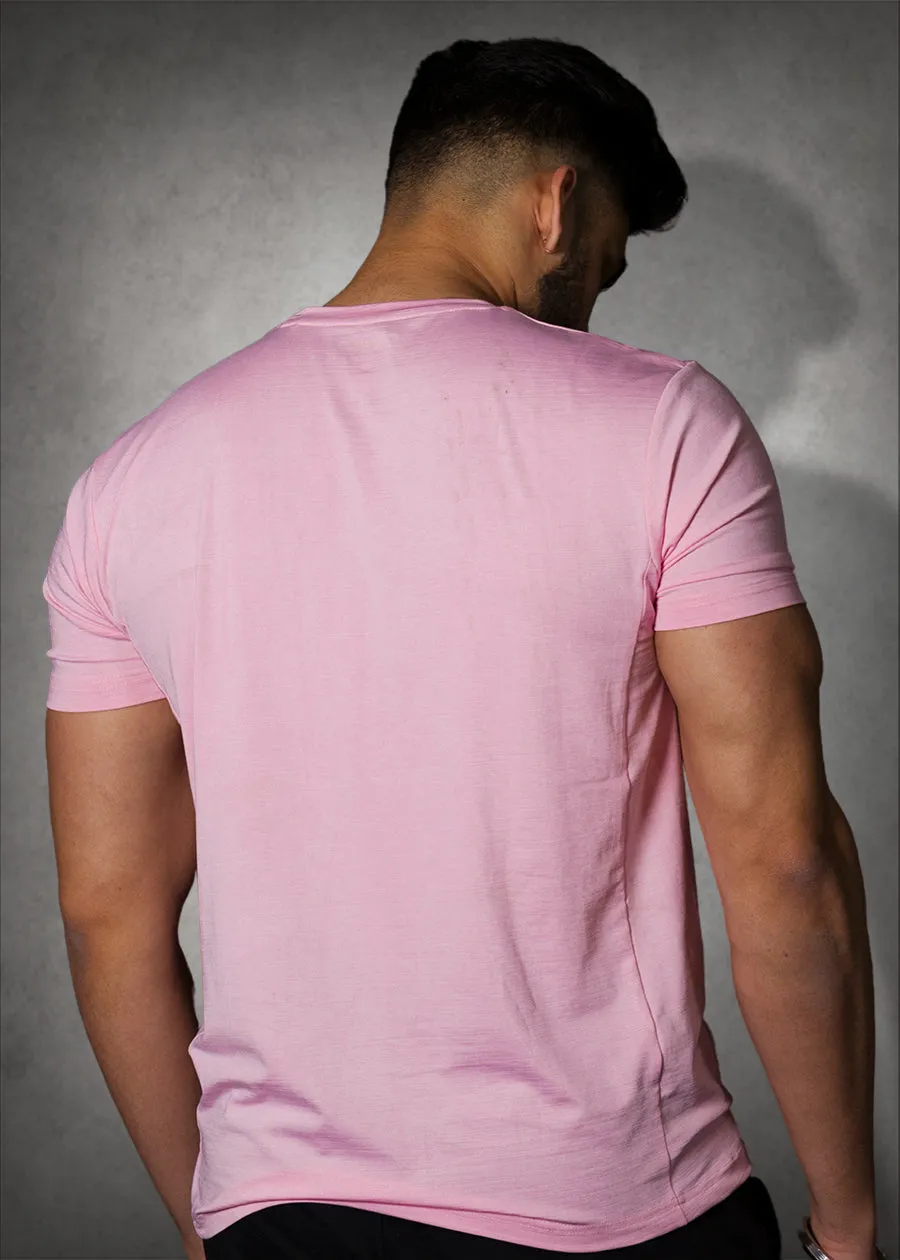 Mens Sweat in Style Round Neck Half sleeve T-shirt - Mystic Pink