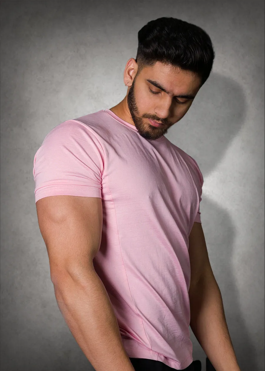 Mens Sweat in Style Round Neck Half sleeve T-shirt - Mystic Pink