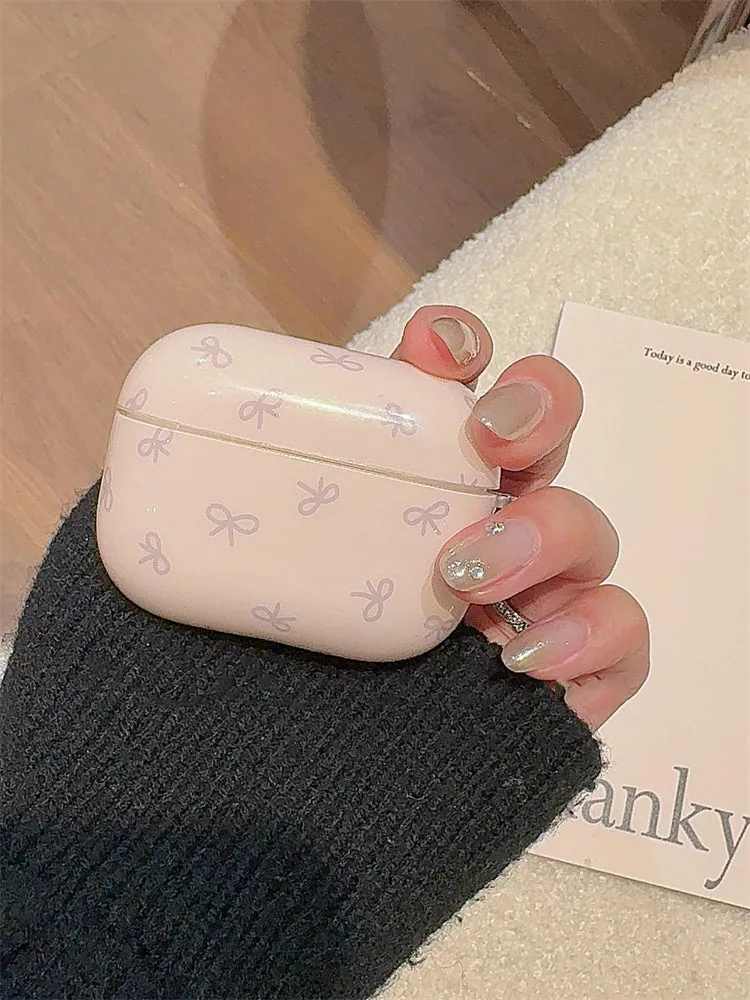 Minimalist style solid color bow AirPods case