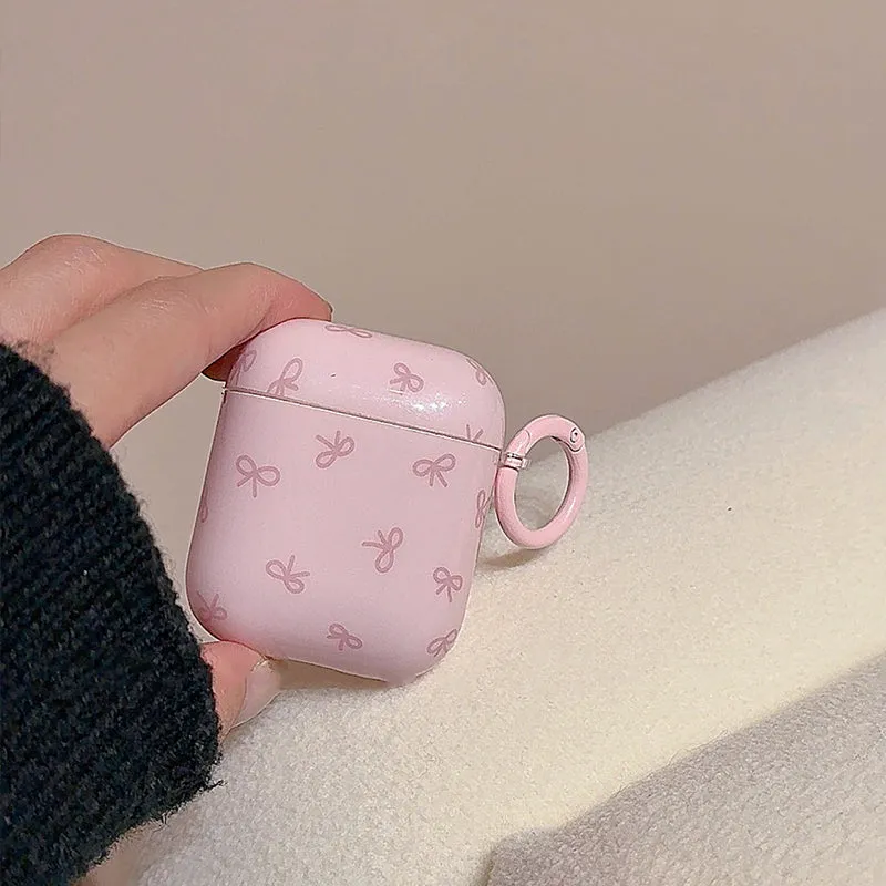 Minimalist style solid color bow AirPods case