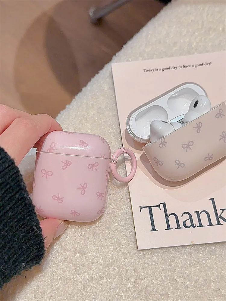 Minimalist style solid color bow AirPods case