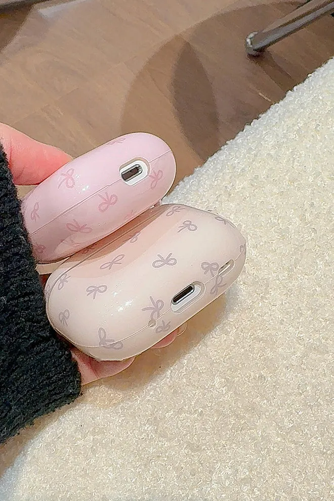 Minimalist style solid color bow AirPods case