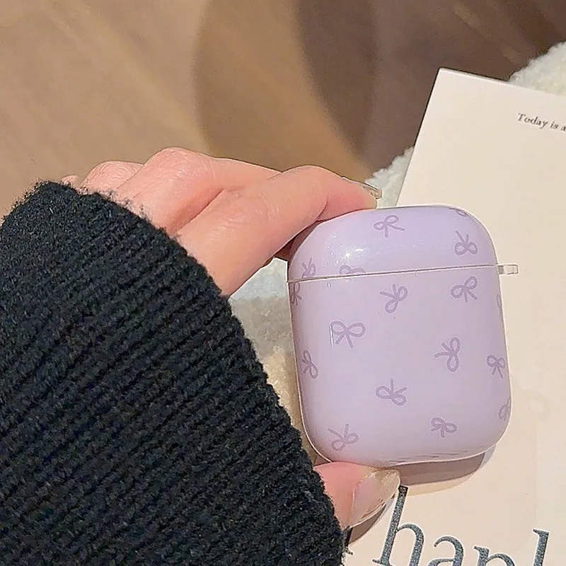 Minimalist style solid color bow AirPods case