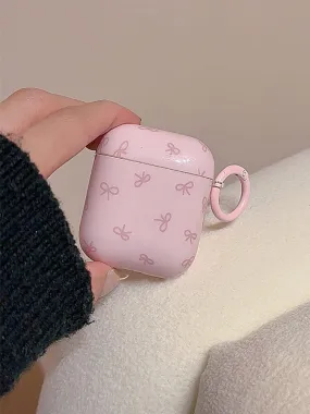 Minimalist style solid color bow AirPods case