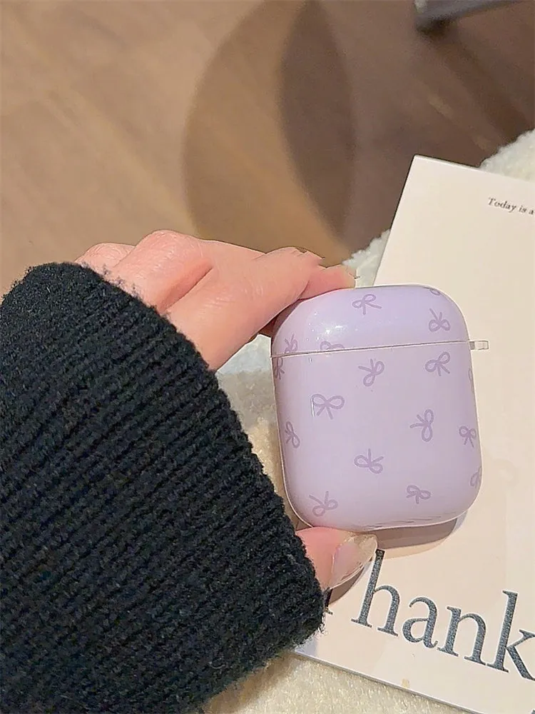 Minimalist style solid color bow AirPods case