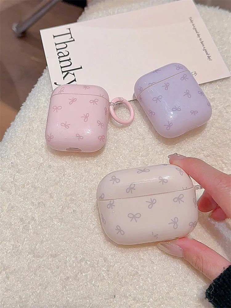 Minimalist style solid color bow AirPods case