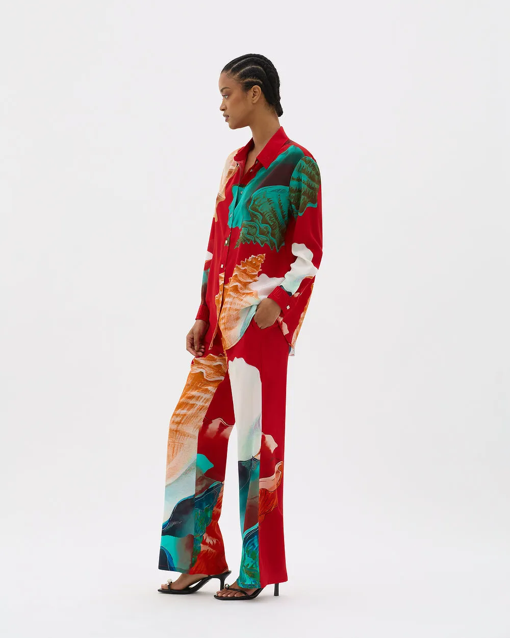 Muma World Murex Long Sleeve Silk Shirt in Red