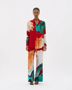 Muma World Murex Long Sleeve Silk Shirt in Red