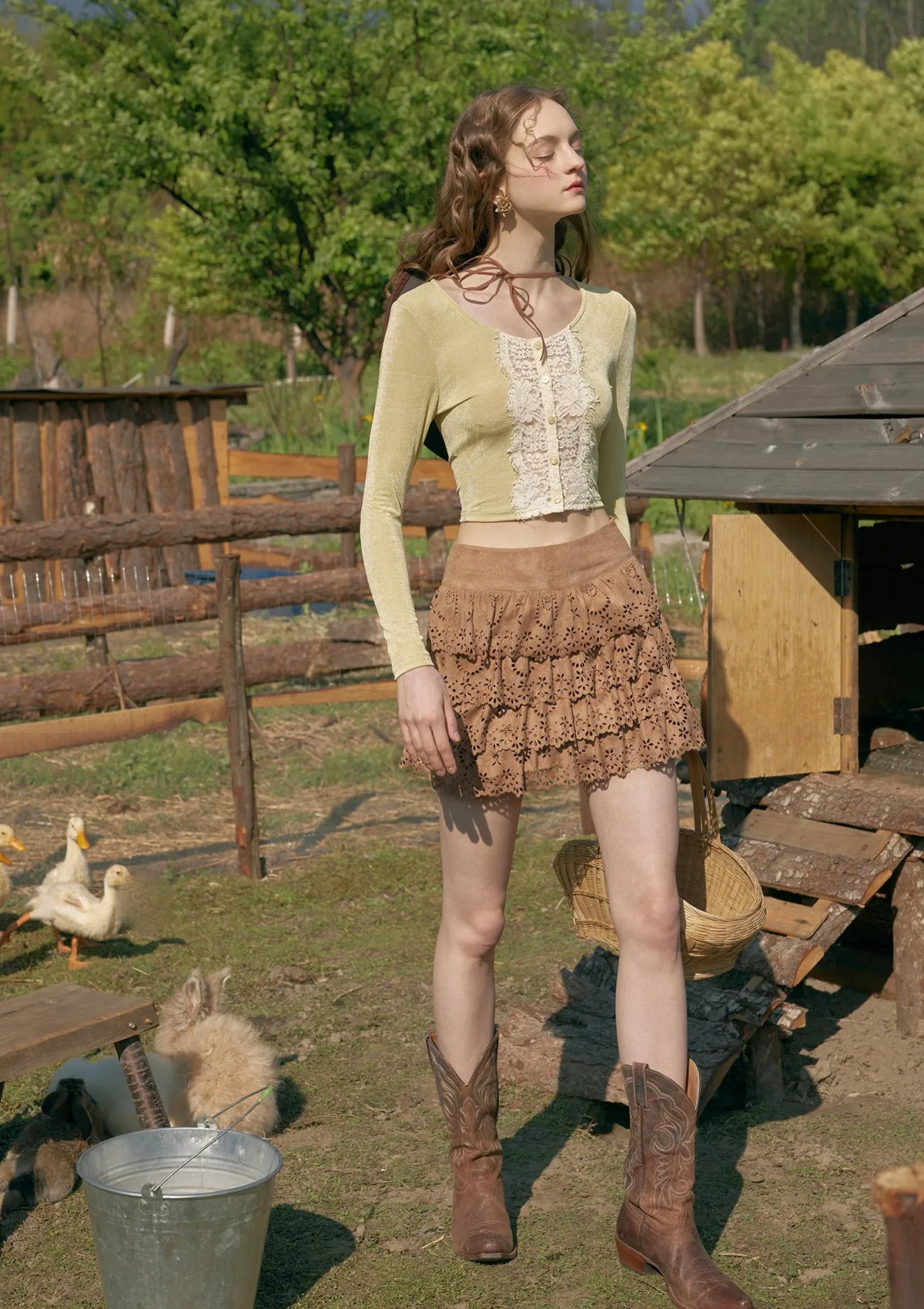 Papaya Mille-feuille Knit Cardigan