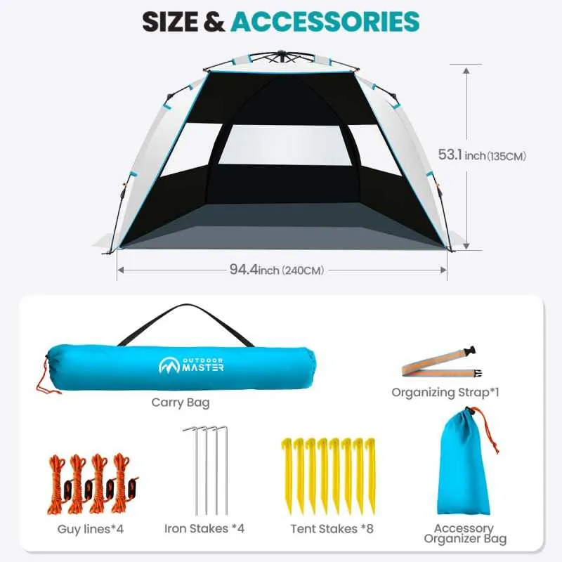 Pop Up Beach Tent with Blackout Shelter Technology