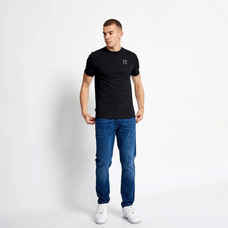 Printed Sleeve Cuff Logo T-Shirt - Black / Aztec AOP