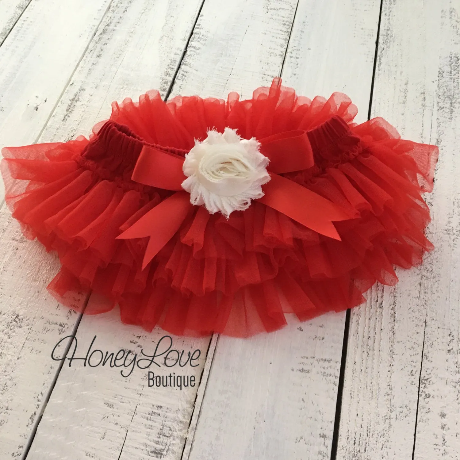 Red/Ivory Embellished tutu skirt bloomers and Gold/Silver glitter headband