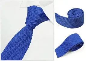 royal blue knitted tie| mens slim skinny tie