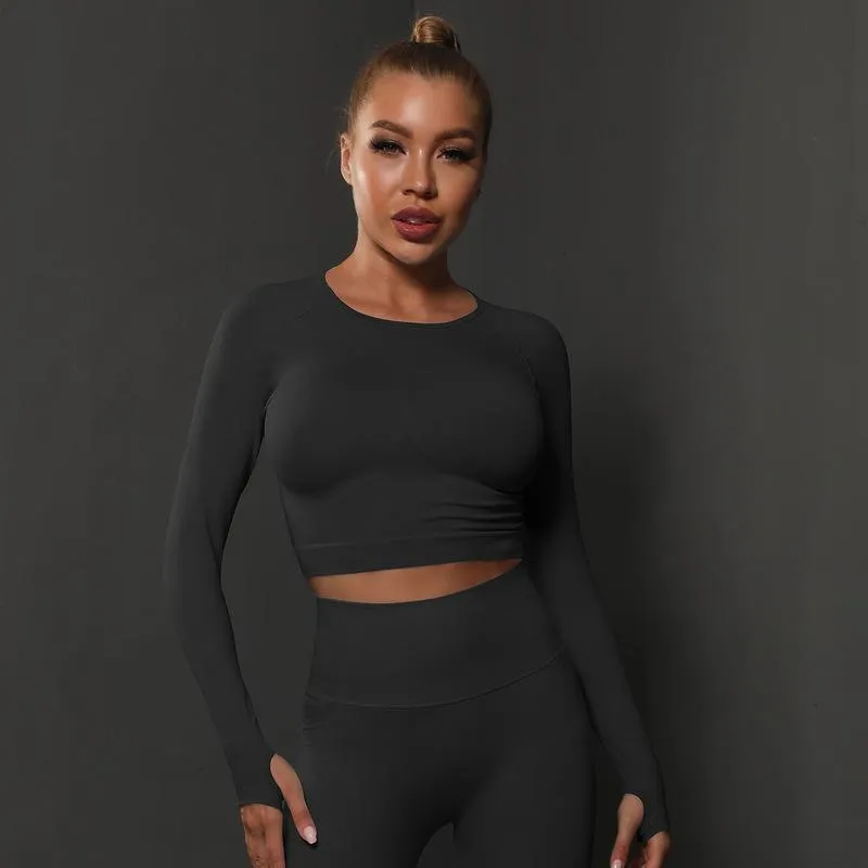 Seamless Knitted Solid Color Peach Tight Top
