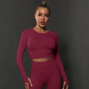 Seamless Knitted Solid Color Peach Tight Top
