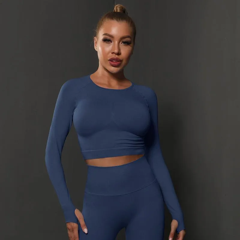 Seamless Knitted Solid Color Peach Tight Top