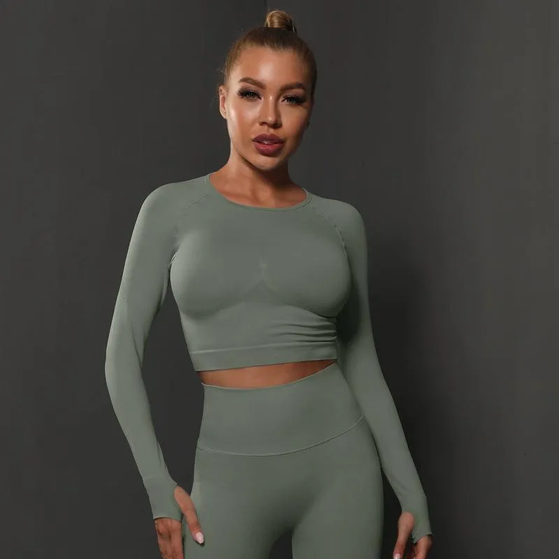 Seamless Knitted Solid Color Peach Tight Top