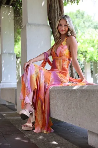 Silk Maxi Halter Dress -Jasmine
