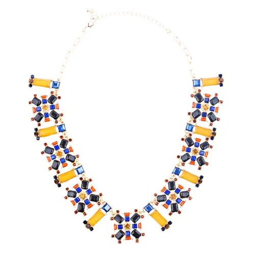 Stunning Simple Formica Crystal Bib Design Statement Jewelry Necklace Yellow
