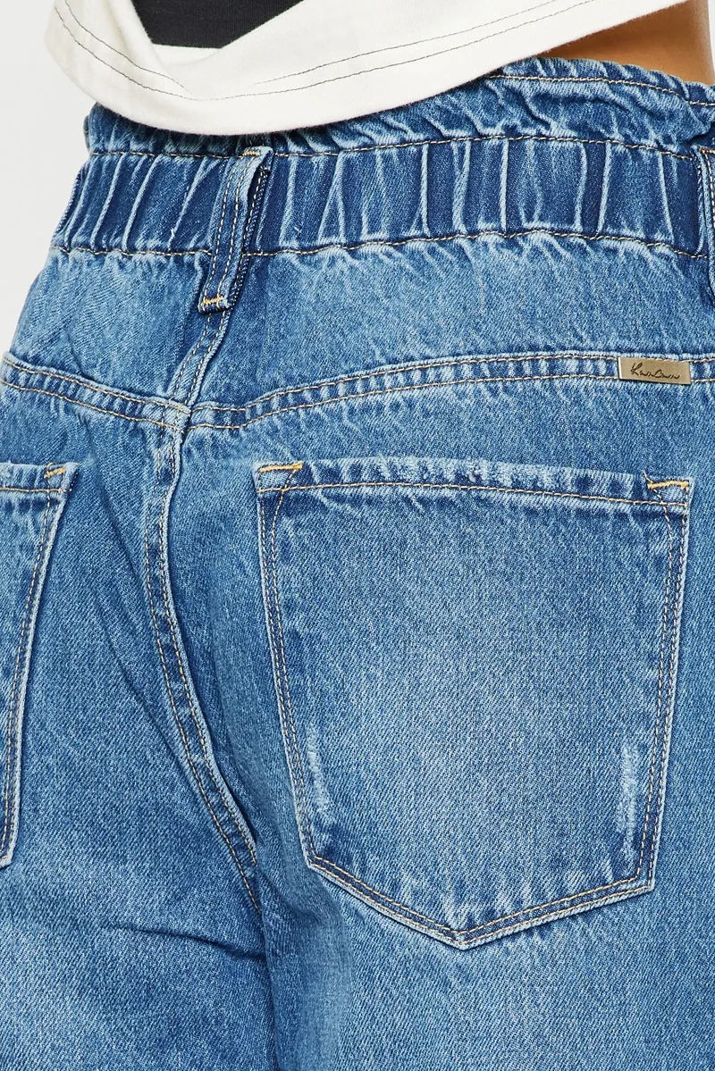 Stylish High-Waisted Paper Bag Jeans for Women