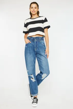 Stylish High-Waisted Paper Bag Jeans for Women