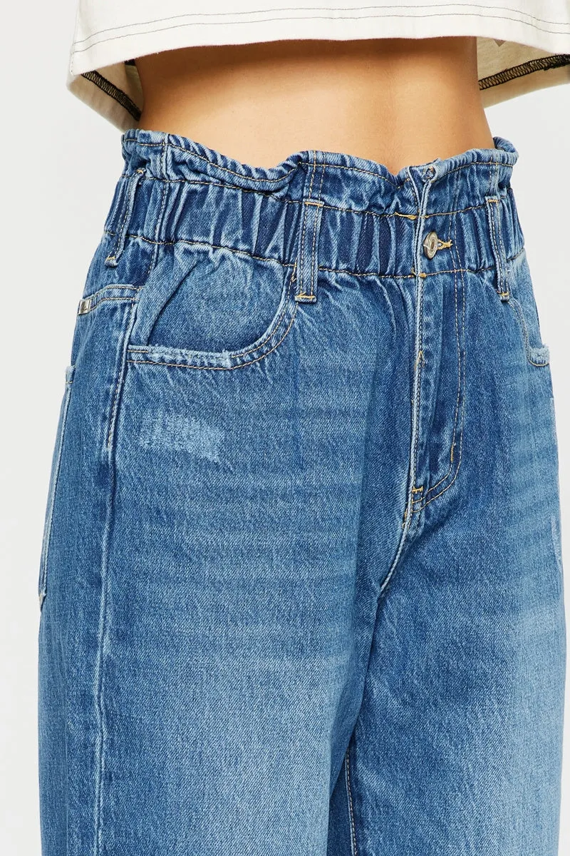 Stylish High-Waisted Paper Bag Jeans for Women