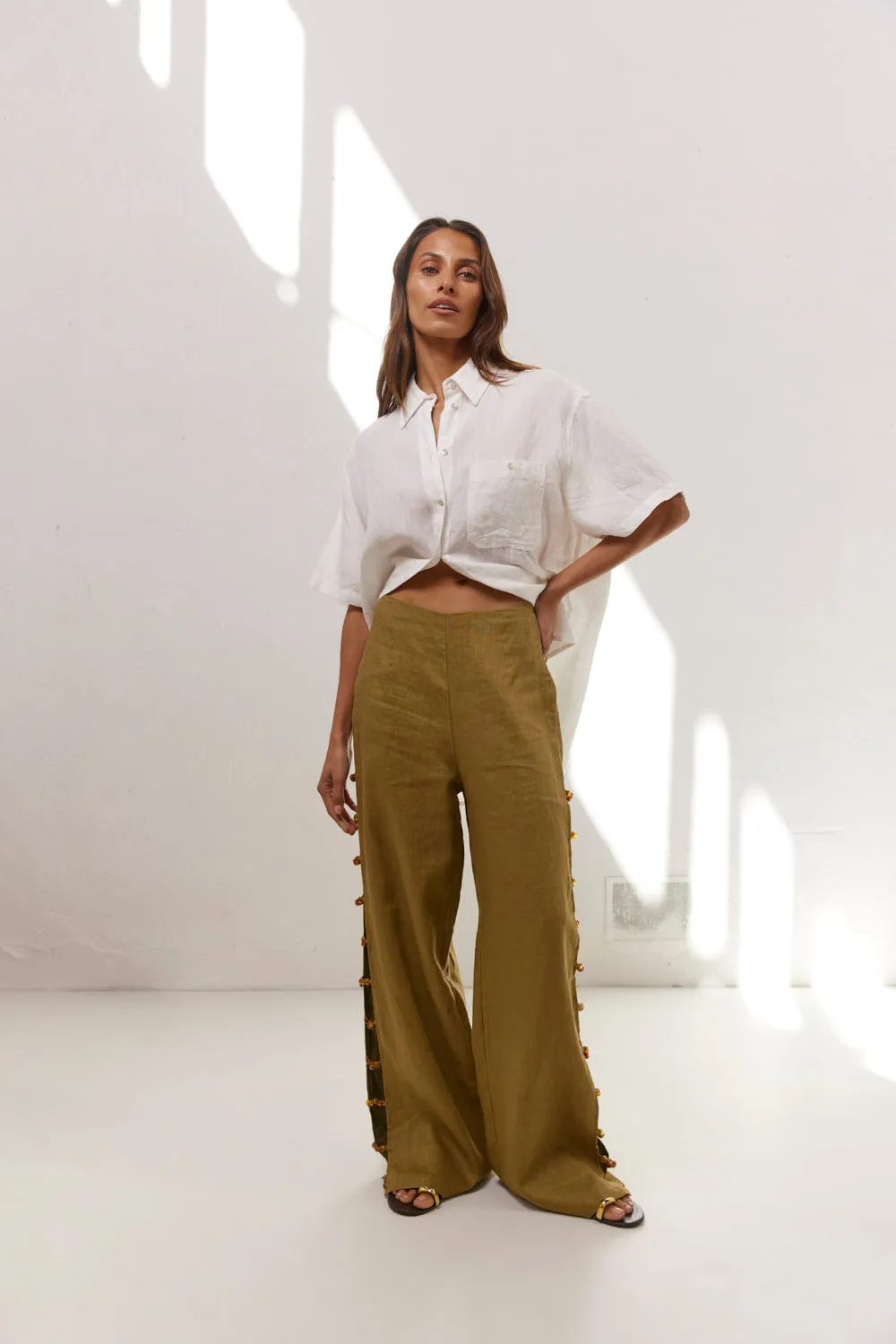 Tia Linen Pants Olive