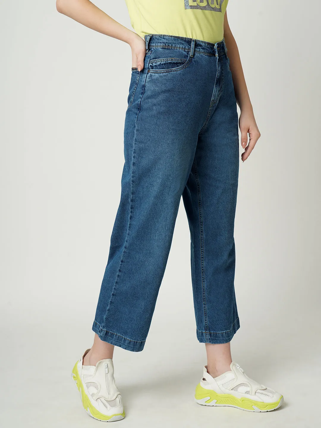 Women High-Rise Parallel Wide Leg Jeans