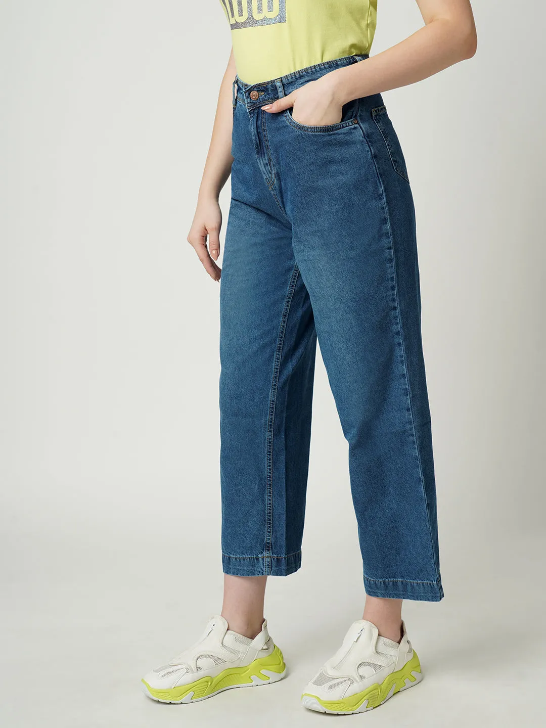Women High-Rise Parallel Wide Leg Jeans