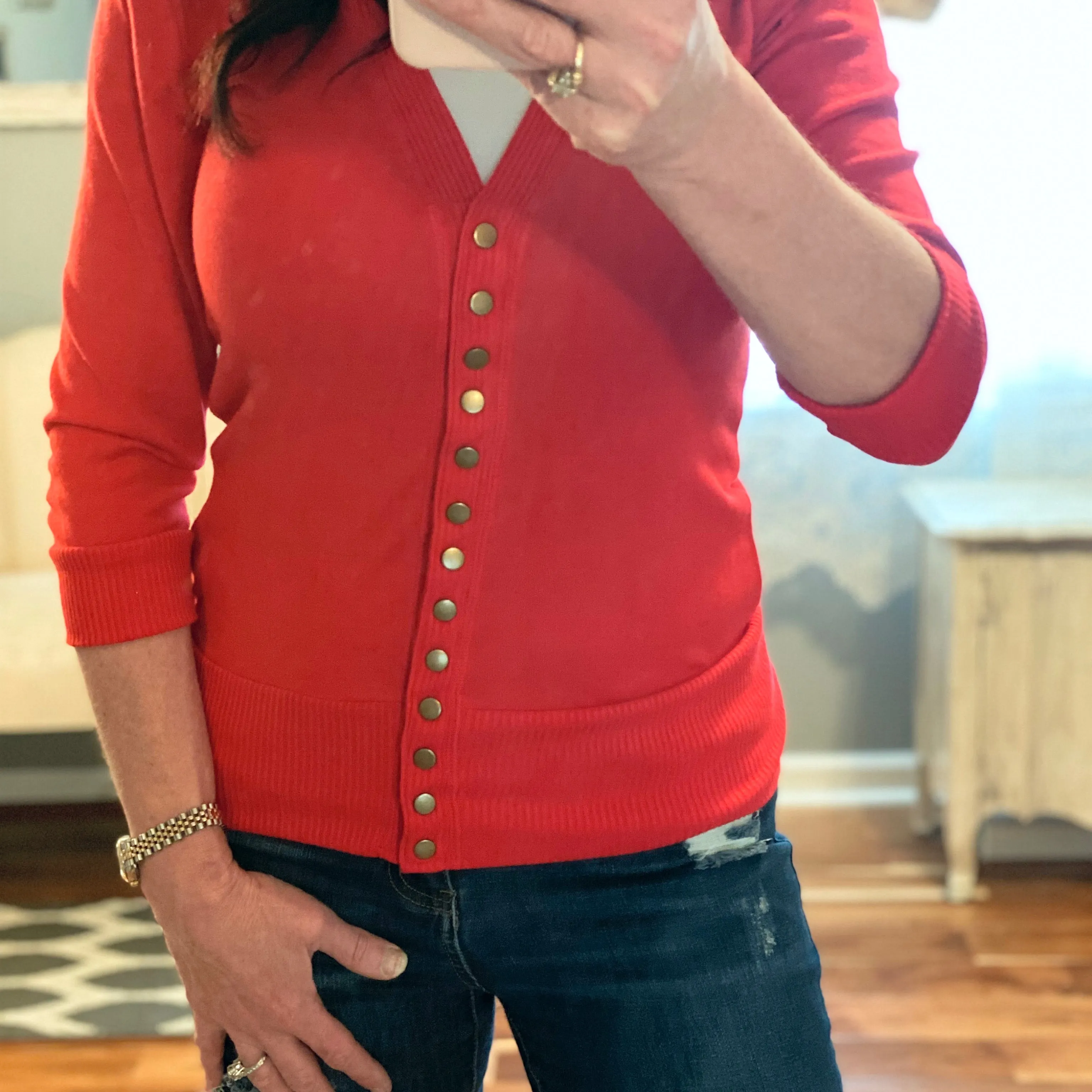 Womens Snap Front Sweater Cardigan